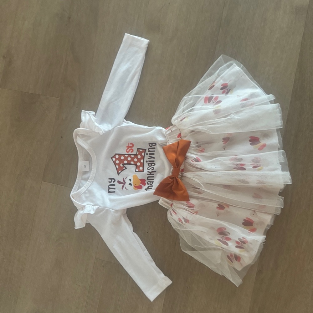 My 1st Thanksgiving White and Orange Girls' Matching Set - 6-9 months